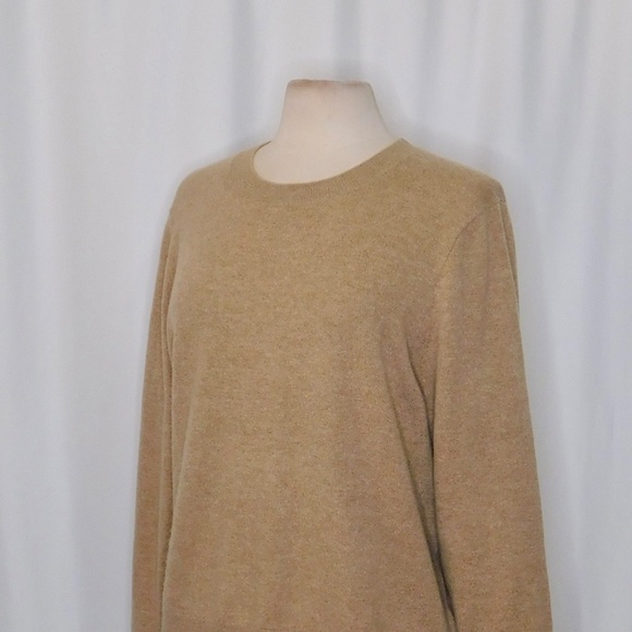 J. CREW Cashmere Classic Fit Crewneck Sweater Heathered Camel Crew Neck X-Large - Picture 8 of 15